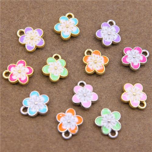 Tibetan Style Enamel Pendants, Flower, plated, DIY, more colors for choice, nickel, lead & cadmium free, 11x10x3mm, 100PCs/Bag, Sold By Bag