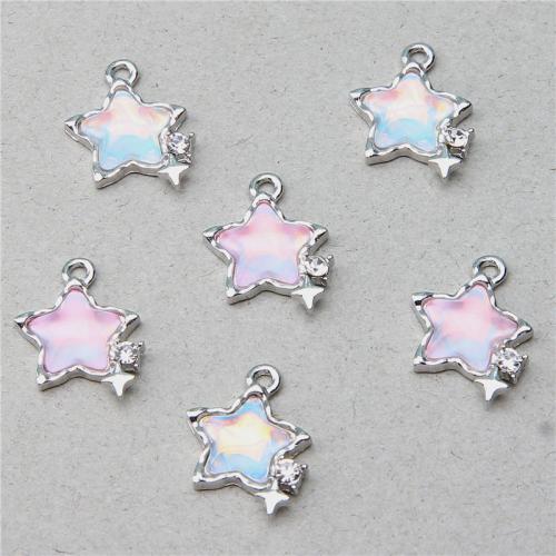 Resin Tibetan Style Pendants, with Resin, Star, silver color plated, DIY, more colors for choice, nickel, lead & cadmium free, 18x13x4.20mm, 100PCs/Bag, Sold By Bag