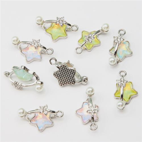 Resin Tibetan Style Pendants, with Resin & Plastic Pearl, Star, silver color plated, DIY, more colors for choice, nickel, lead & cadmium free, 21x11.70x8.30mm, 100PCs/Bag, Sold By Bag