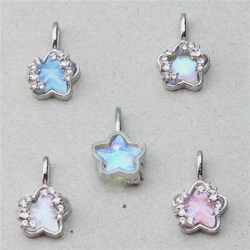 Tibetan Style Rhinestone Pendants, Star, silver color plated, DIY & with rhinestone, more colors for choice, nickel, lead & cadmium free, 20x13x6.60mm, 100PCs/Bag, Sold By Bag