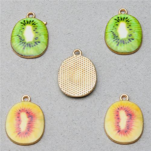 Tibetan Style Enamel Pendants, Kiwi, gold color plated, DIY, more colors for choice, nickel, lead & cadmium free, 19.60x14.80x2.20mm, 100PCs/Bag, Sold By Bag