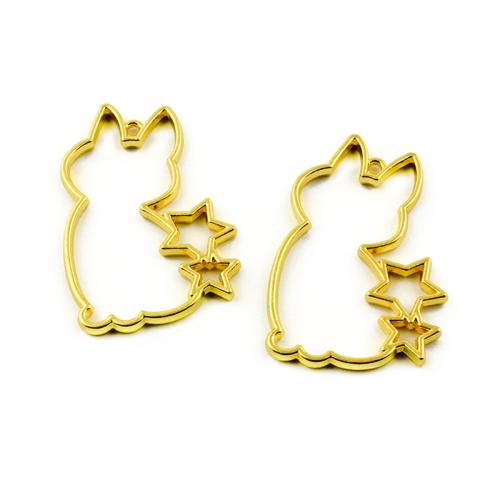 Pendentifs animaux en alliage de zinc, chat, Placage de couleur d'or, DIY, 28x42mm, 100PC/sac, Vendu par sac