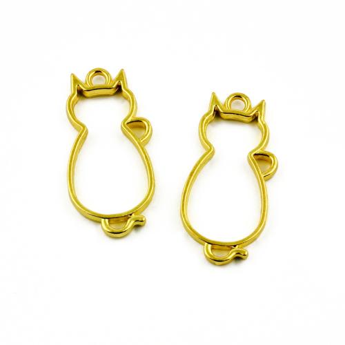 Tibetan Style Animal Pendants, Cat, gold color plated, DIY, 18x38mm, 100PCs/Bag, Sold By Bag