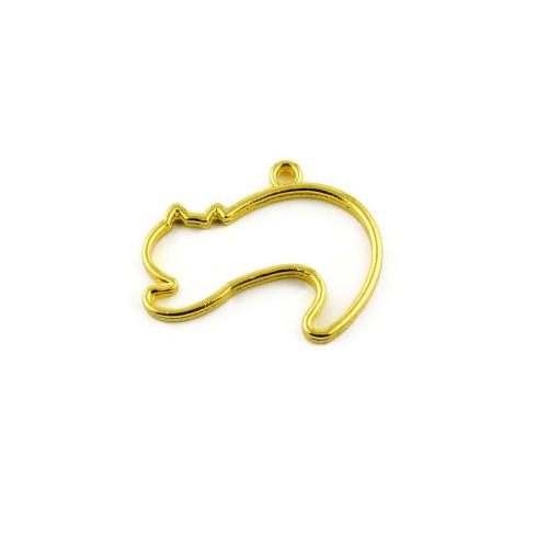 Pendentifs animaux en alliage de zinc, chat, Placage de couleur d'or, DIY, 31x24mm, 100PC/sac, Vendu par sac