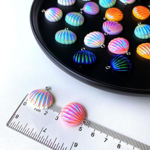 Resin Pendant, Shell, DIY, more colors for choice, 21mm, 10Pairs/Bag, Sold By Bag