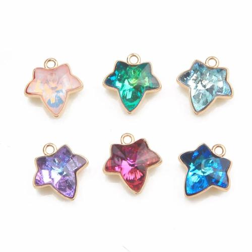 Fashion Lampwork Pendants, with Brass, Maple Leaf, DIY, more colors for choice, 15.50x16mm, 2PCs/Bag, Sold By Bag