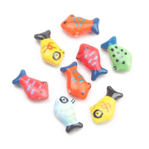 Porcelain Jewelry Beads, Fish, DIY, more colors for choice, 12x19mm, 4PCs/Bag, Sold By Bag