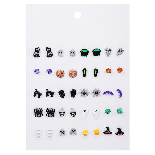 Tibetan Style Stud Earring Set, plated, Halloween Design & 20 pieces & for woman, mixed colors, Sold By Set