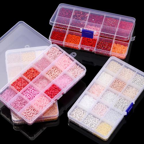 Fashion Glass Beads, DIY & 15 cells, more colors for choice, 2-7mm, Sold By Set