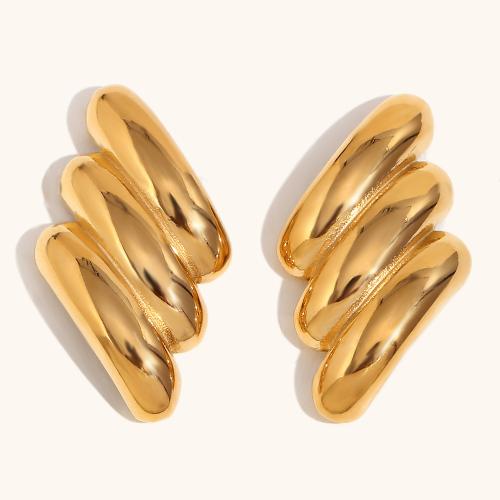 Stainless Steel Stud Earrings, 304 Stainless Steel, 18K gold plated, fashion jewelry & for woman, Sold By Pair