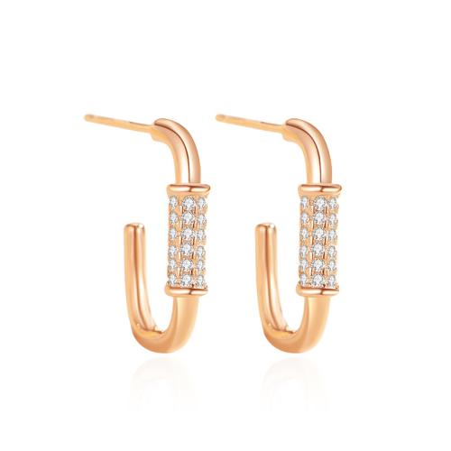 Pendientes de Micro Pavé de Zirconía Cúbica en Plata de Ley, plata de ley 925, micro arcilla de zirconia cúbica & para mujer, más colores para la opción, 16.70x10.90mm, Vendido por Par