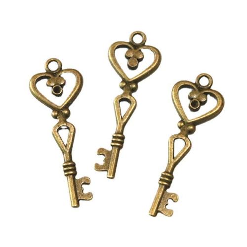 Tibetan Style Key Pendants, antique brass color plated, DIY, 41x14.40mm, 60PCs/Bag, Sold By Bag