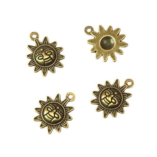 Tibetan Style Pendants, Sun, antique brass color plated, DIY, 19.90x16.30mm, 100PCs/Bag, Sold By Bag