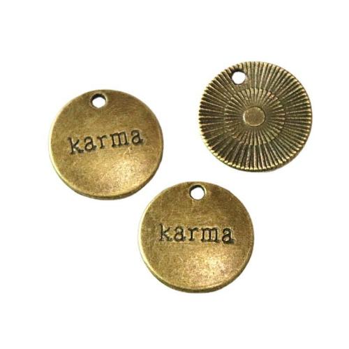 Tibetan Style Pendants, Round, antique brass color plated, DIY, 19.70mm, 50PCs/Bag, Sold By Bag