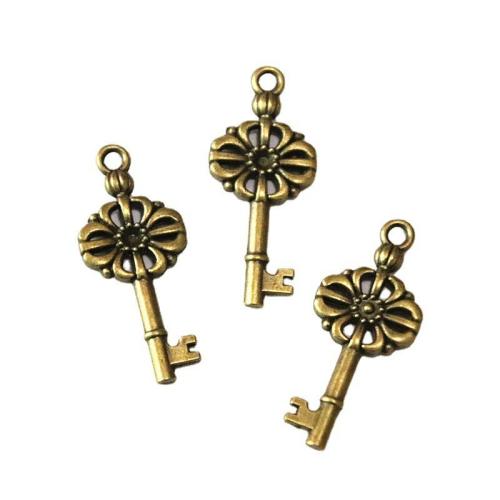 Tibetan Style Key Pendants, antique brass color plated, DIY, 32x13.40mm, 50PCs/Bag, Sold By Bag