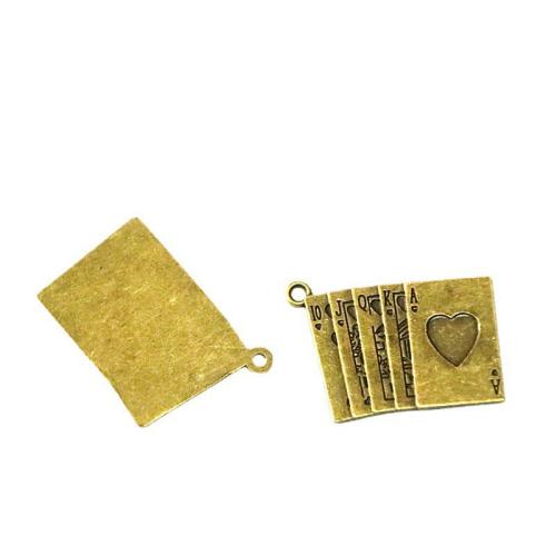 Tibetan Style Pendants, Poker, antique brass color plated, DIY, 30x22mm, 30PCs/Bag, Sold By Bag