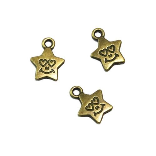 Tibetan Style Star Pendant, antique brass color plated, DIY, 11x14mm, 100PCs/Bag, Sold By Bag