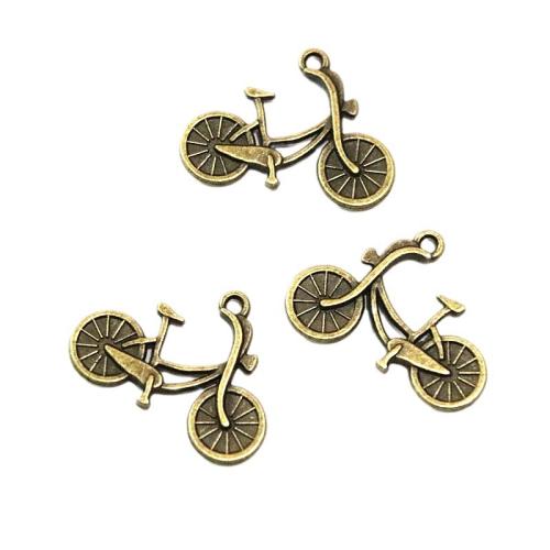 Vehicle Shaped Tibetan Style Pendants, Bike, antique brass color plated, DIY, 25x19mm, 100PCs/Bag, Sold By Bag