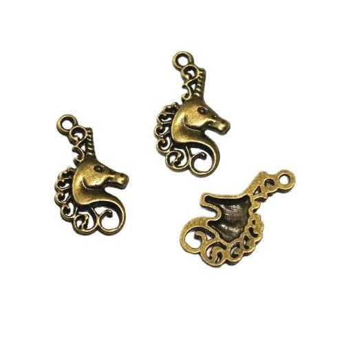 Tibetan Style Animal Pendants, Unicorn, antique brass color plated, DIY, 26.10x15.60mm, 100PCs/Bag, Sold By Bag