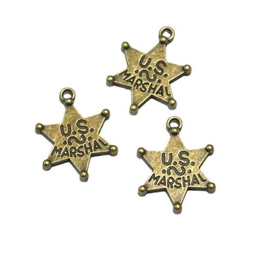 Pendentifs en alliage de zinc, Hexagram, la couleur plaquée laiton antique, DIY, 25x32mm, 50PC/sac, Vendu par sac