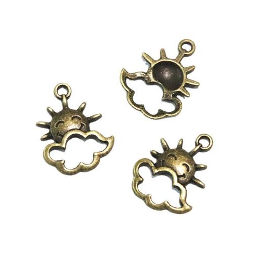 Pendentifs en alliage de zinc, soleil, la couleur plaquée laiton antique, DIY, 20.70x16mm, 100PC/sac, Vendu par sac