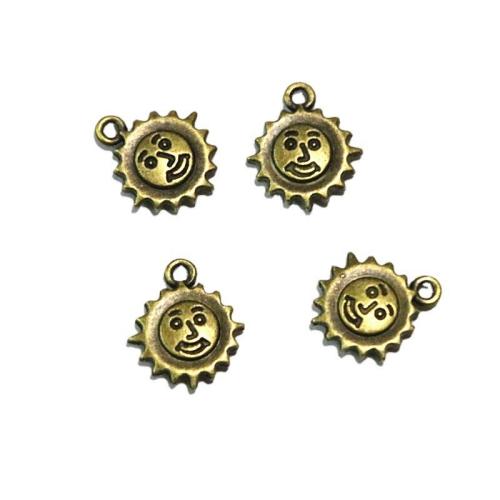 Tibetan Style Pendants, Sun, antique brass color plated, DIY, 15x13mm, 100PCs/Bag, Sold By Bag