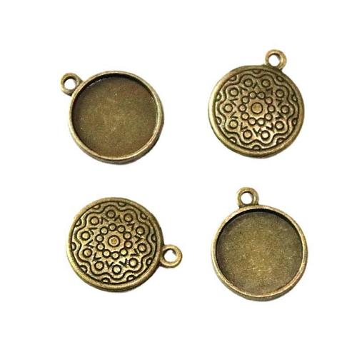 Pendentifs en alliage de zinc, Rond, la couleur plaquée laiton antique, DIY, 16.50x20mm, 50PC/sac, Vendu par sac