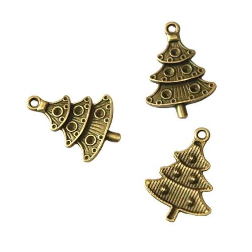 Tibetan Style Pendants, Christmas Tree, antique brass color plated, DIY, 17.70x25.50mm, 100PCs/Bag, Sold By Bag