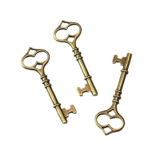 Tibetan Style Key Pendants, antique brass color plated, DIY, 60x21mm, 40PCs/Bag, Sold By Bag