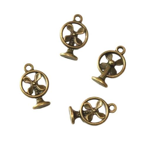 Tibetan Style Pendants, Fan, antique brass color plated, DIY, 20x13mm, 60PCs/Bag, Sold By Bag