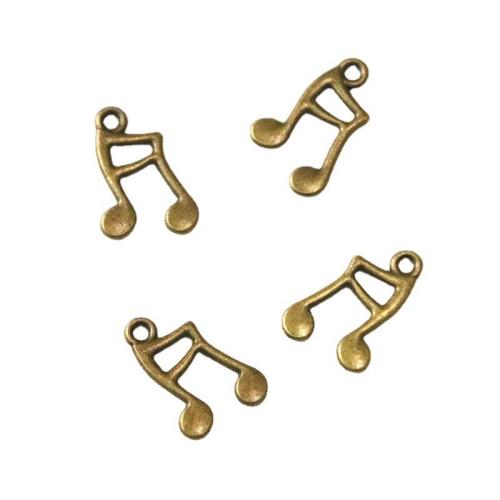 Tibetan Style Pendants, Music Note, antique brass color plated, DIY, 18x11mm, 200PCs/Bag, Sold By Bag