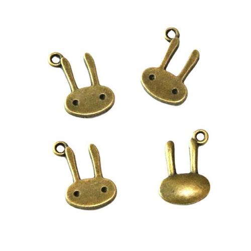 Tibetan Style Animal Pendants, Rabbit, antique brass color plated, DIY, 16.80x12.50mm, 100PCs/Bag, Sold By Bag