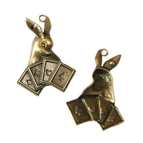 Tibetan Style Animal Pendants, Rabbit, antique brass color plated, DIY, 47x34mm, 20PCs/Bag, Sold By Bag