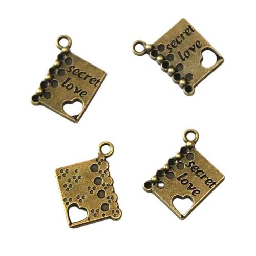 Tibetan Style Pendants, Book, antique brass color plated, DIY, 13x14mm, 50PCs/Bag, Sold By Bag