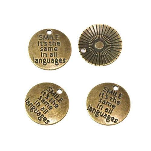 Tibetan Style Pendants, Round, antique brass color plated, DIY, 20mm, 50PCs/Bag, Sold By Bag