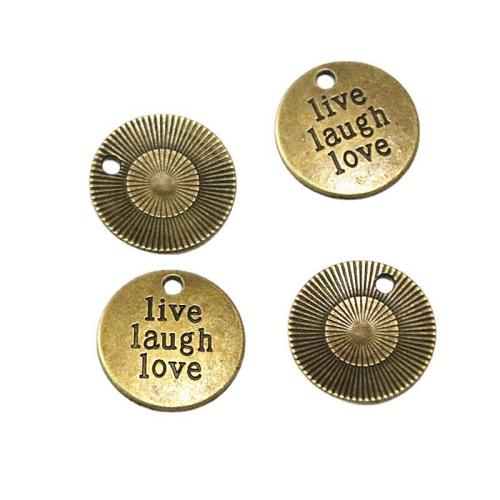 Tibetan Style Pendants, Round, antique brass color plated, DIY, 19.50mm, 50PCs/Bag, Sold By Bag