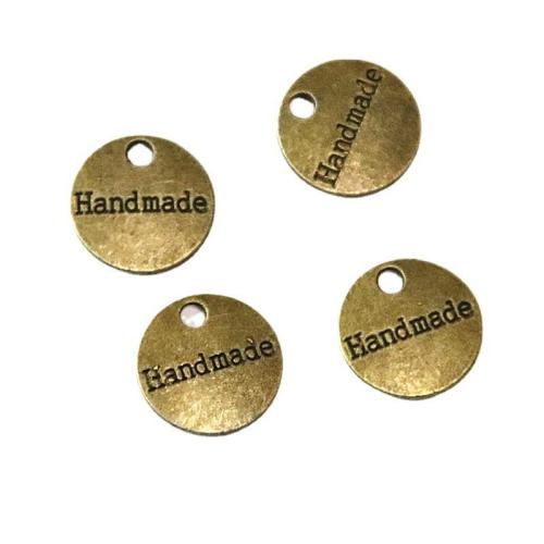 Tibetan Style Pendants, Round, antique brass color plated, DIY, 14mm, 100PCs/Bag, Sold By Bag