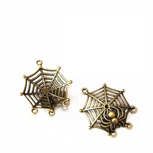 Tibetan Style Connector, Spider Web, antique brass color plated, DIY & 1/3 loop, 37.60x32.20mm, 50PCs/Bag, Sold By Bag