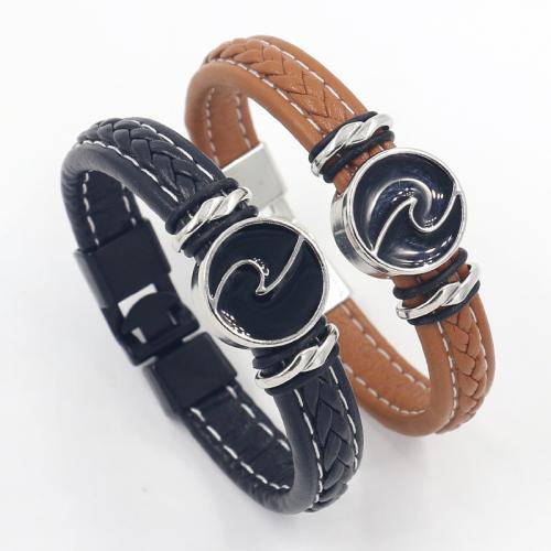 Microfiber PU Bracelet, with Tibetan Style, plated, punk style & Unisex, more colors for choice, 210x11mm, Sold By PC