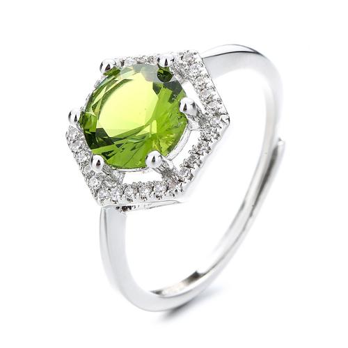 Cubic Zirconia Micro Pave Brass Ring, fashion jewelry & micro pave cubic zirconia & for woman, olive green, Sold By PC