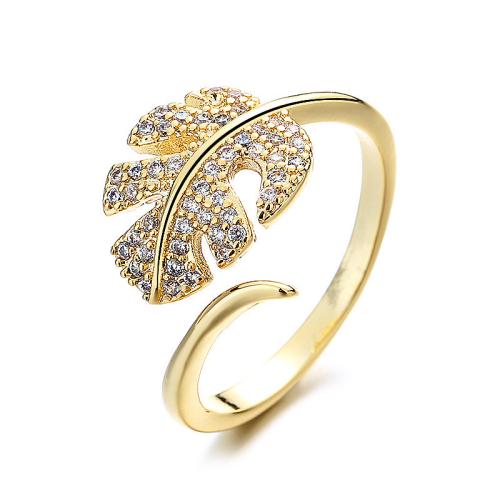 Cubic Zirconia Micro Pave Brass Ring, 18K gold plated, fashion jewelry & micro pave cubic zirconia & for woman, golden, Sold By PC