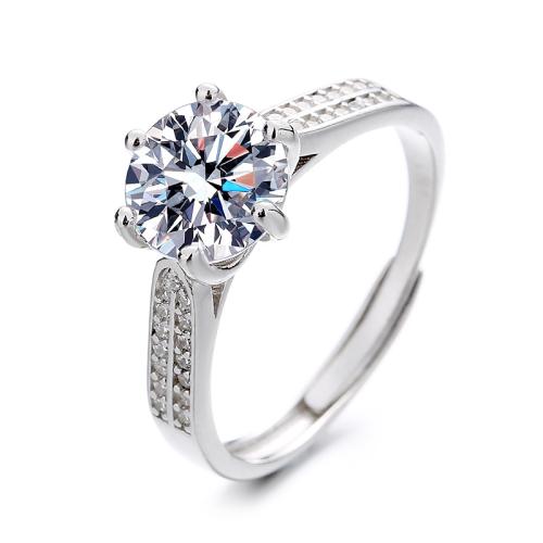 Cubic Zirconia Micro Pave Brass Ring, fashion jewelry & micro pave cubic zirconia & for woman, silver color, Sold By PC