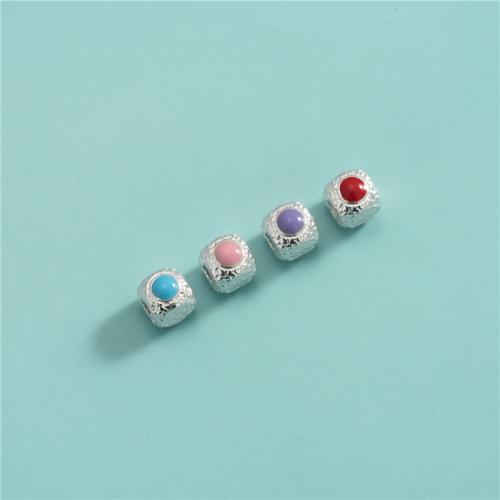 925 Sterling Silver Beads, DIY & enamel, mixed colors, 4.50mm, Hole:Approx 1.4mm, Approx 4PCs/Lot, Sold By Lot