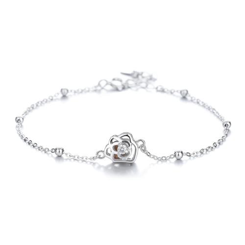 Bracelets en argent sterling, Argent sterling 925, avec 4cm chaînes de rallonge, bijoux de mode & pavé de micro zircon & pour femme, plus de couleurs à choisir, Longueur:Environ 16 cm, Vendu par PC