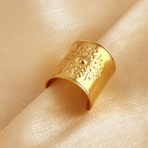 Stainless Steel Finger Ring, 304 Stainless Steel, 18K gold plated, fashion jewelry & for woman, golden, Sold By PC