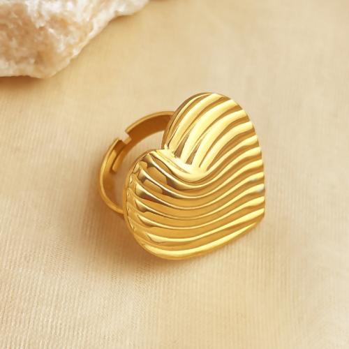 Stainless Steel Finger Ring, 304 Stainless Steel, Heart, fashion jewelry & for woman, golden, Sold By PC