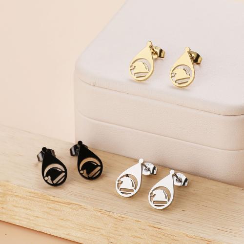 Stainless Steel Stud Earrings, 304 Stainless Steel, Teardrop, Vacuum Ion Plating, Christmas Design & fashion jewelry & for woman, more colors for choice, 9x14mm, 12Pairs/Bag, Sold By Bag