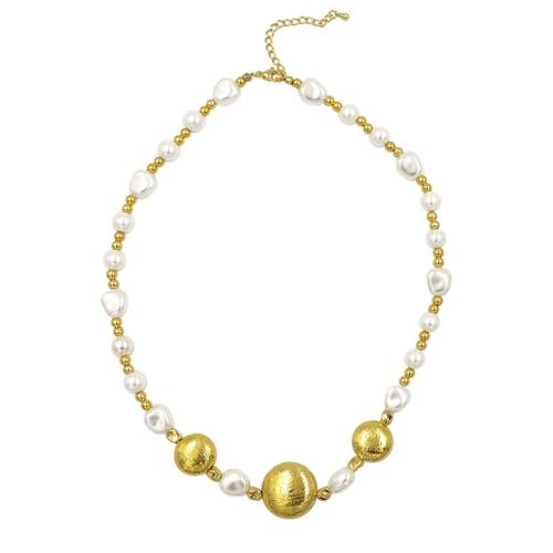 Plastic Pearl Necklace, Brass, with Plastic Pearl, with 2 Inch extender chain, gold color plated, fashion jewelry & for woman, more colors for choice, nickel, lead & cadmium free, Length:Approx 17 Inch, Sold By PC