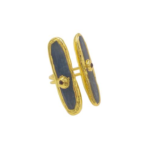 Brass Finger Ring, with Kyanite, gold color plated, Adjustable & fashion jewelry & for woman, nickel, lead & cadmium free, US Ring Size:8, Sold By PC