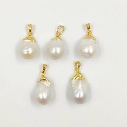 Freshwater Pearl Pendants, with Brass, gold color plated, DIY, about:15.78x24.97mm, Sold By PC